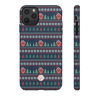 Winter Cottage Pattern Tough Phone Case