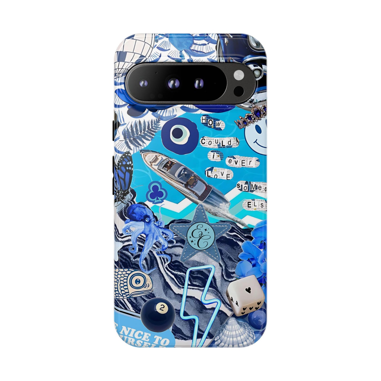 Eclectic Blue Collage Tough Phone Case
