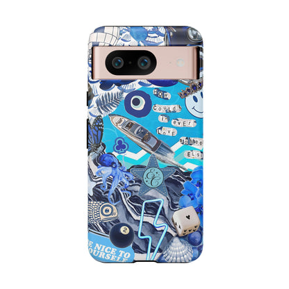 Eclectic Blue Collage Tough Phone Case