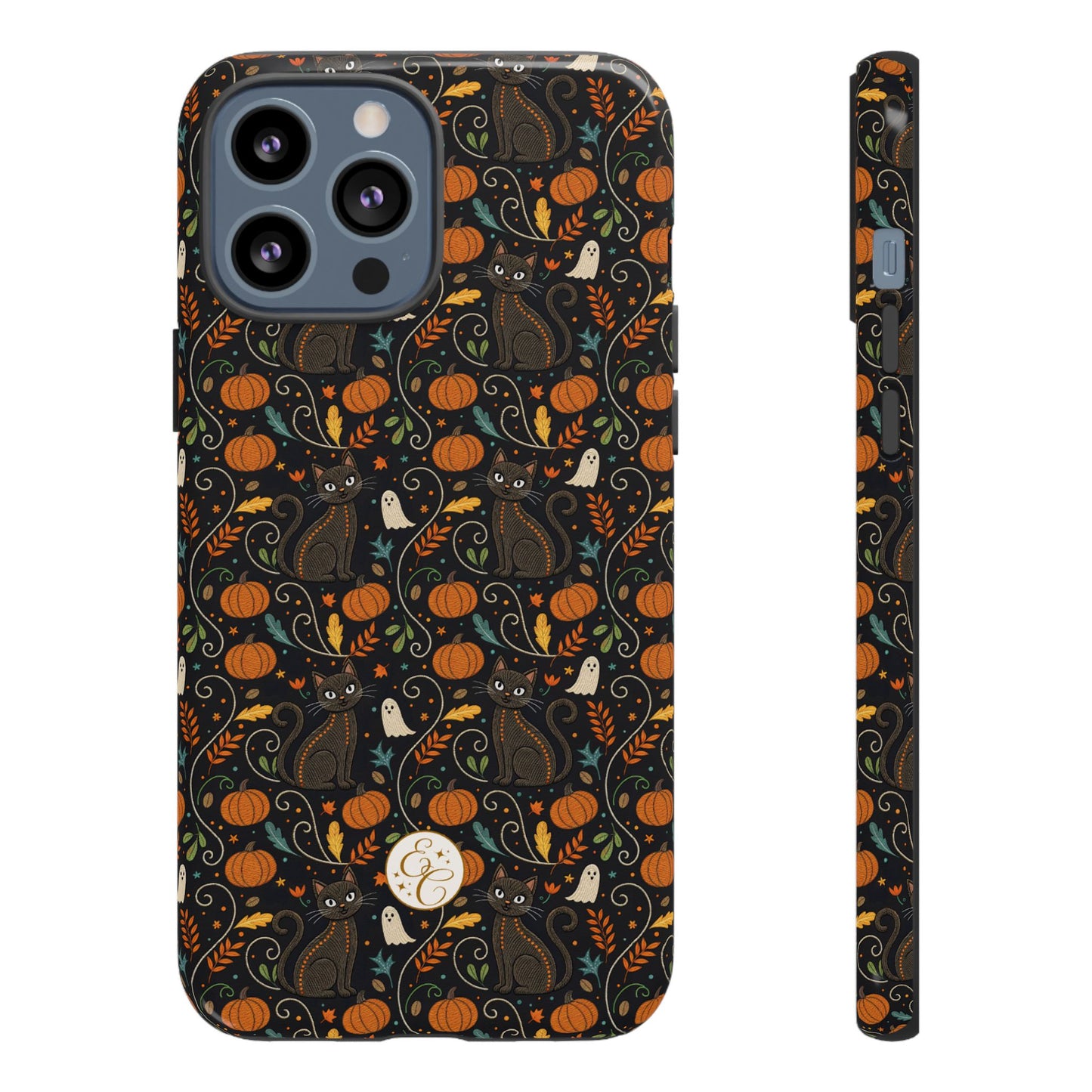 Boho Halloween Black Cat Pattern Tough Phone Case