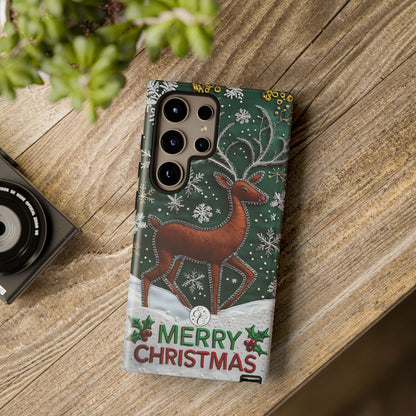 Merry Christmas Reindeer Tough Phone Case