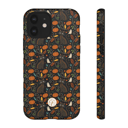 Boho Halloween Black Cat Pattern Tough Phone Case