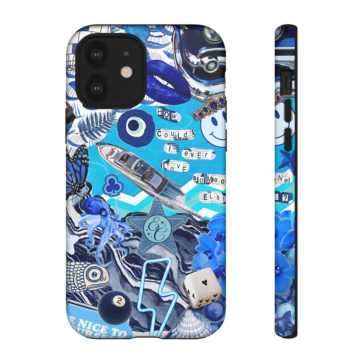 Eclectic Blue Collage Tough Phone Case