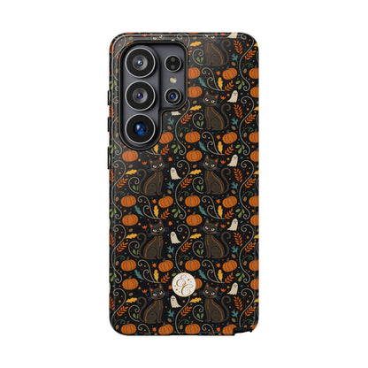 Boho Halloween Black Cat Pattern Tough Phone Case