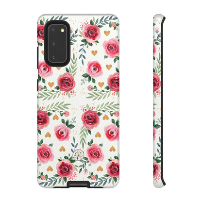 Hearts & Roses Watercolor Pattern Tough Phone Case