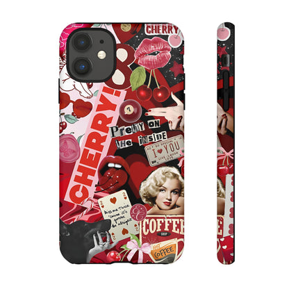 Cherry Theme Retro Collage Tough Phone Case