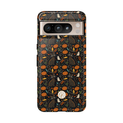 Boho Halloween Black Cat Pattern Tough Phone Case