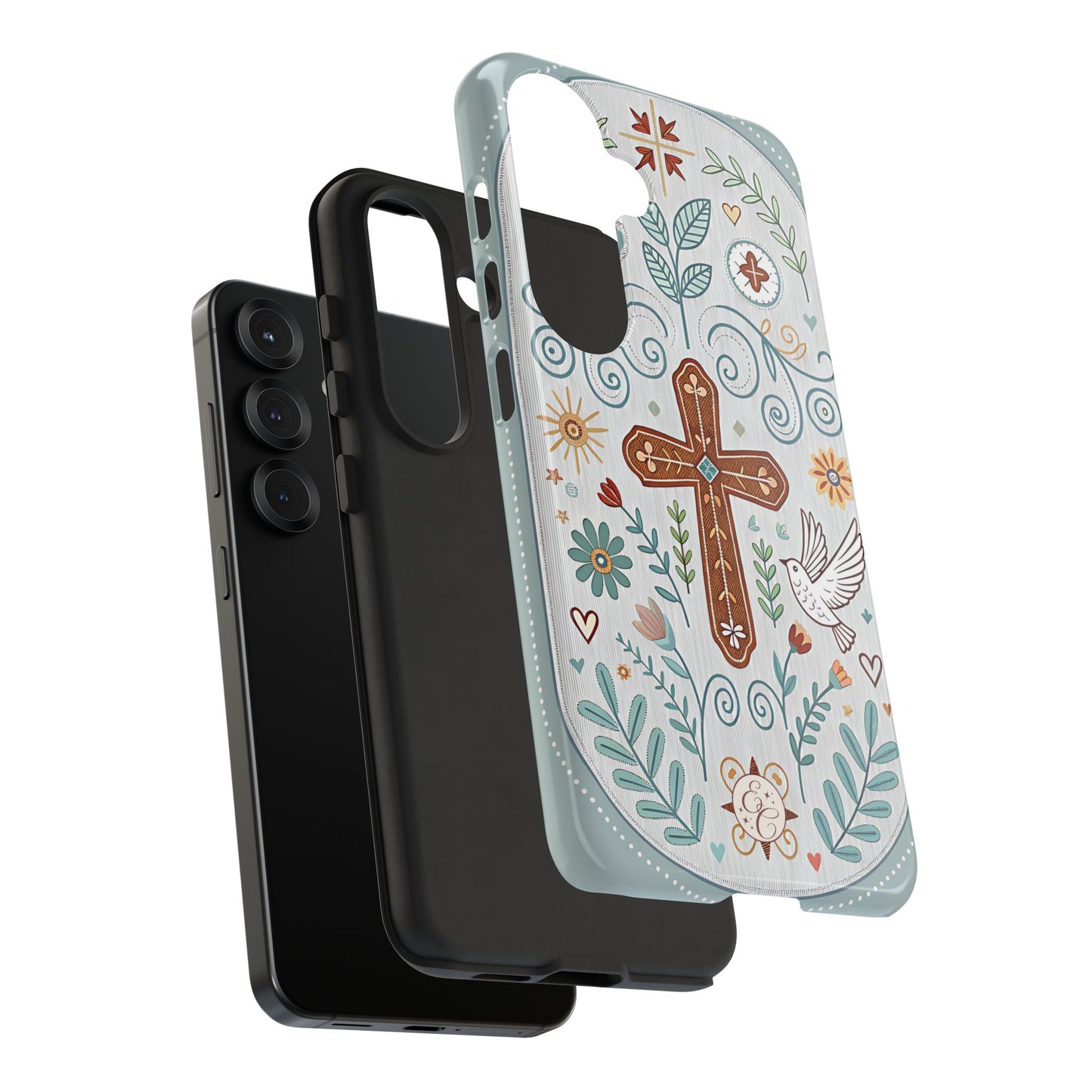 Christian Cross Floral Tough Phone Case