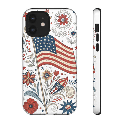 Boho USA Flag Floral Tough Phone Case