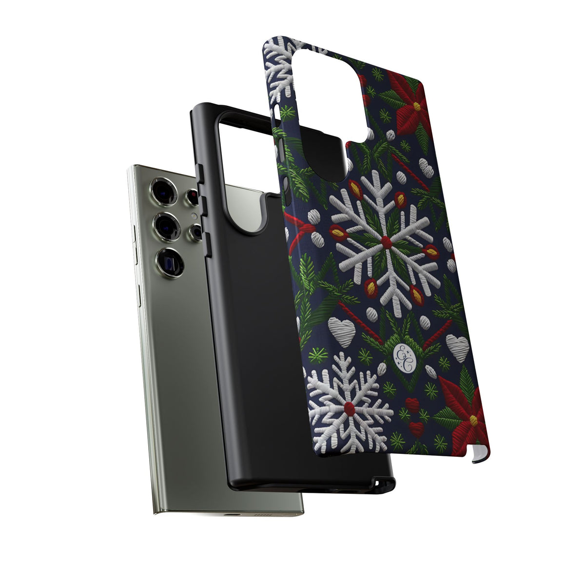 Snowflakes and Poinsettias Phone Case
