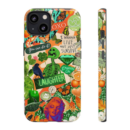 Green and Orange Collage Tough Phone Case