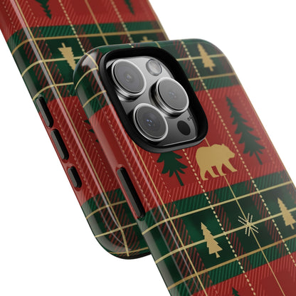 Christmas Bear Plaid Tough Phone Case