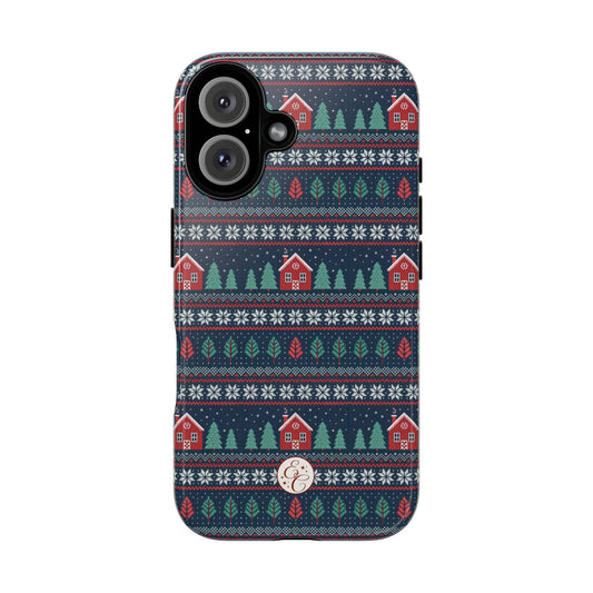 Winter Cottage Pattern Tough Phone Case
