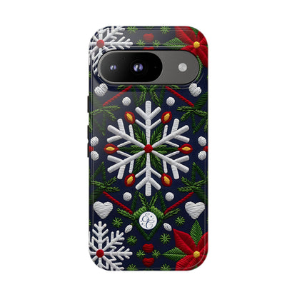 Snowflakes and Poinsettias Tough Phone Case