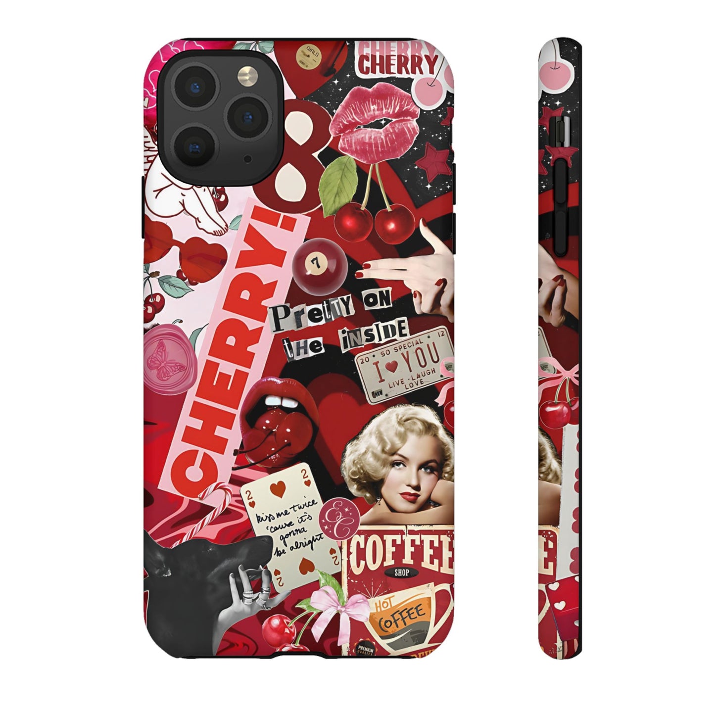 Cherry Theme Retro Collage Tough Phone Case