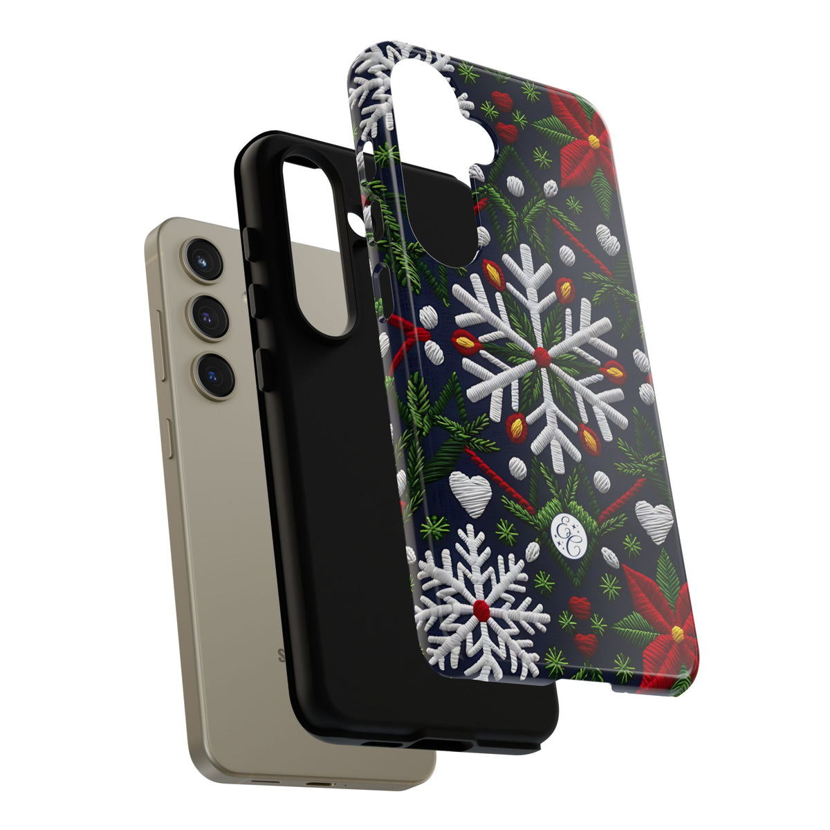 Snowflakes and Poinsettias Phone Case