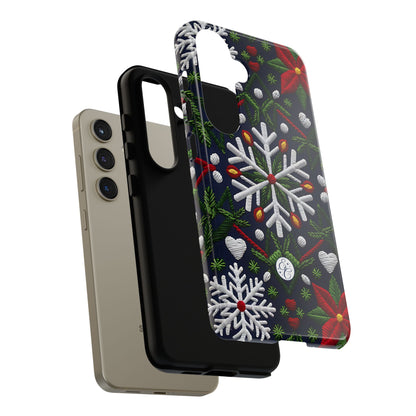Snowflakes and Poinsettias Phone Case