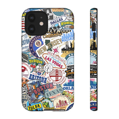 USA Travel Stickers Tough Phone Case