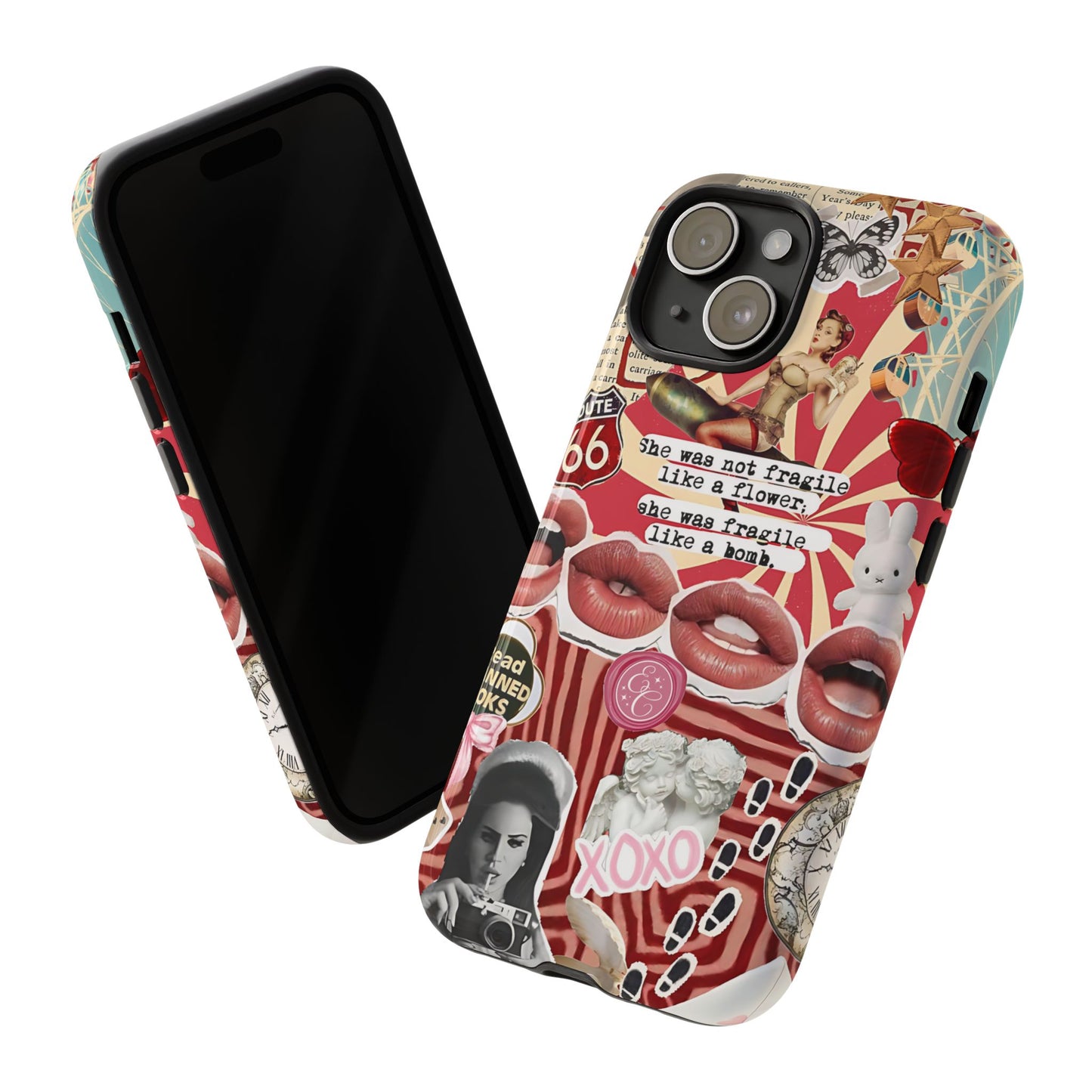 Feminine Aesthetic Retro Collage Tough Phone Case