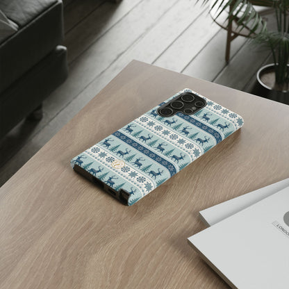 Blue Winter Reindeer Tough Phone Case