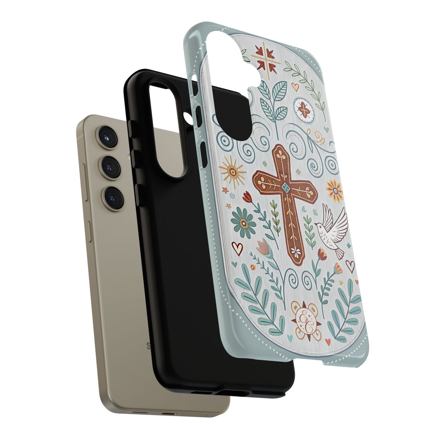 Christian Cross Floral Tough Phone Case