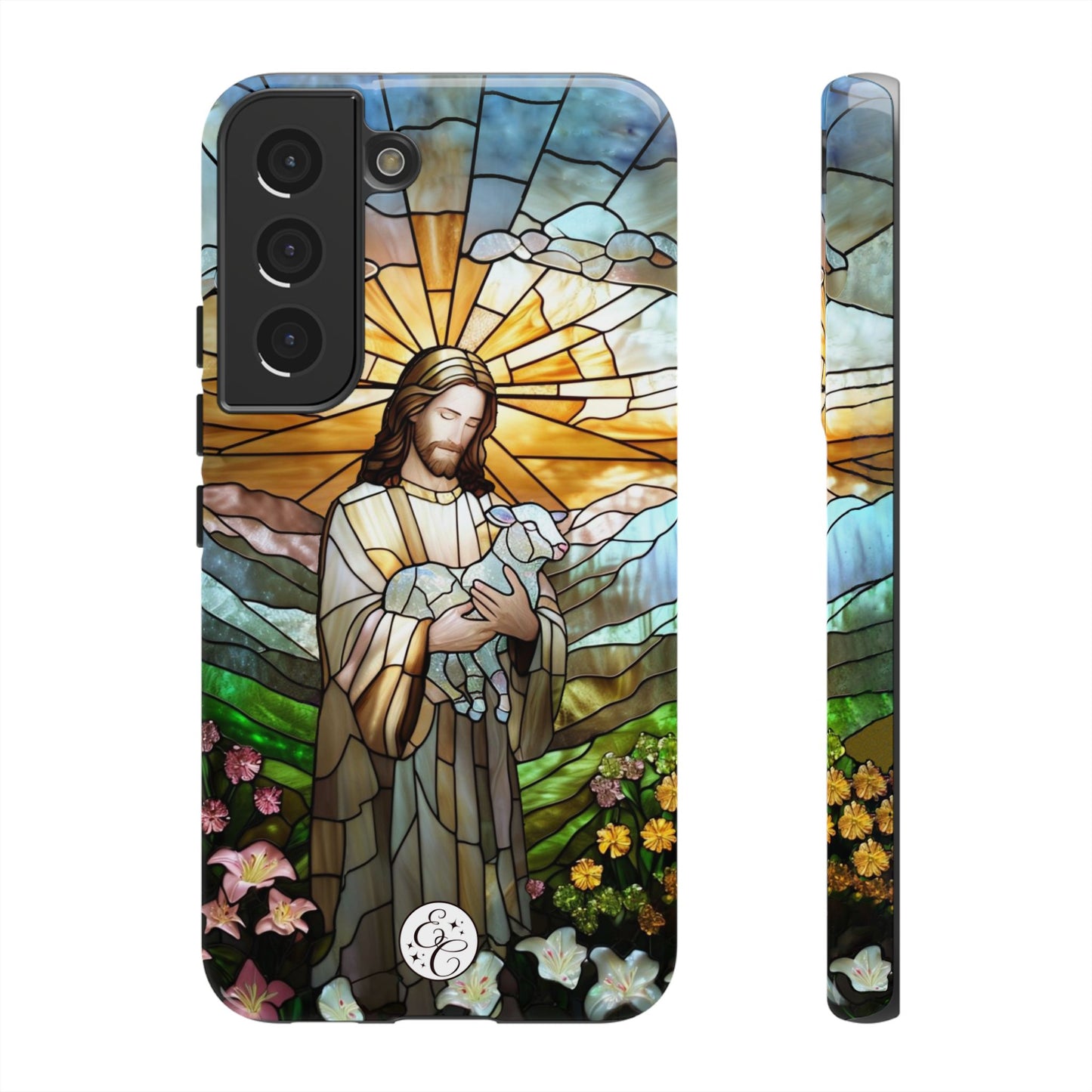 Jesus Holding a Lamb Stained Glass Tough Phone Case