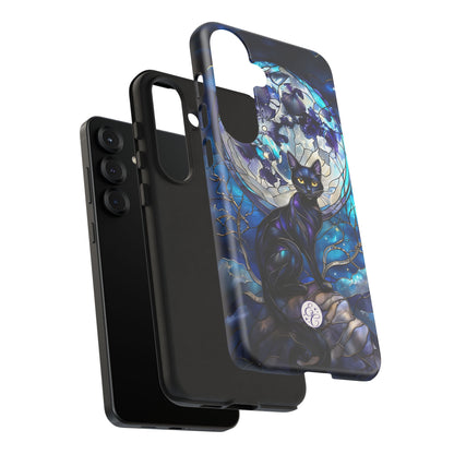 Midnight Cat Stained Glass Halloween Phone Case