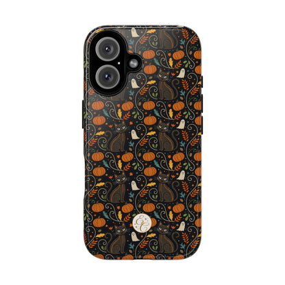 Boho Halloween Black Cat Pattern Tough Phone Case