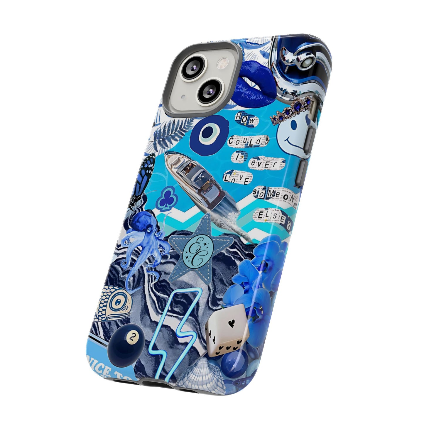 Eclectic Blue Collage Tough Phone Case