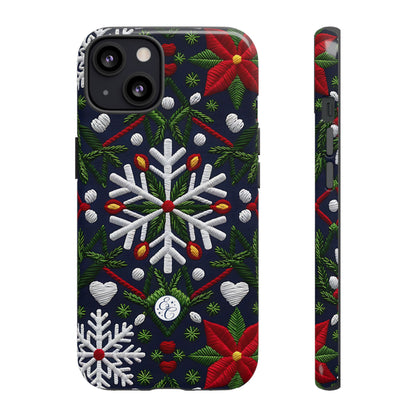 Snowflakes and Poinsettias Tough Phone Case