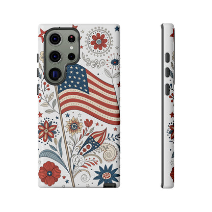 Boho USA Flag Floral Tough Phone Case