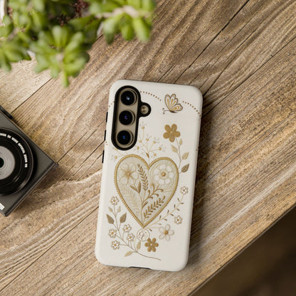 Floral Heart Design Tough Phone Case