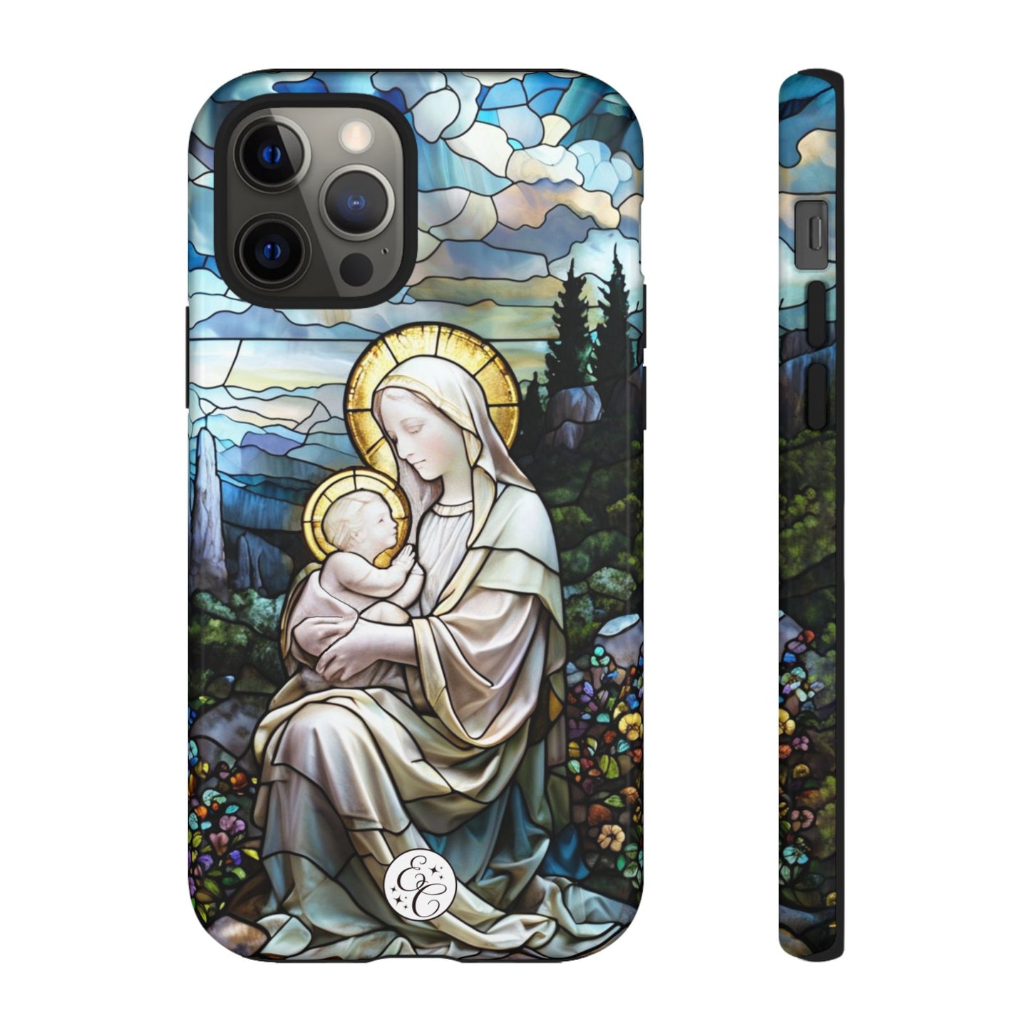 Virgin Mary with Baby Jesus Stained Glass Tough Phone Case