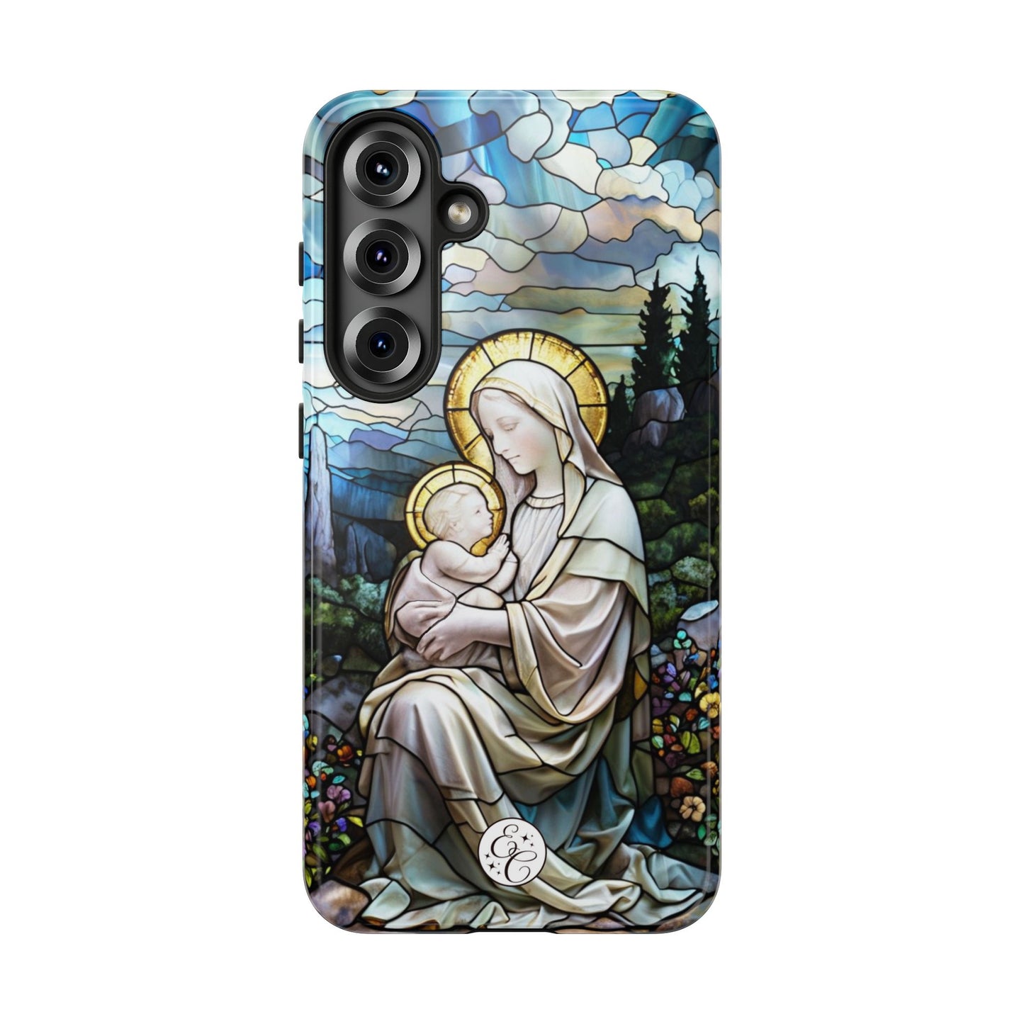 Virgin Mary with Baby Jesus Stained Glass Tough Phone Case