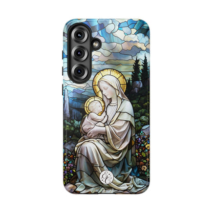 Virgin Mary with Baby Jesus Stained Glass Tough Phone Case