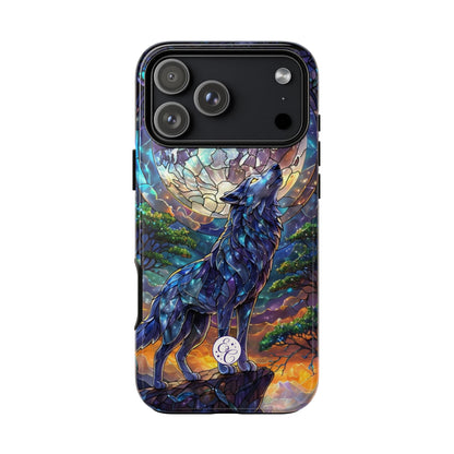 Moonlit Wolf Stained Glass Halloween Phone Case