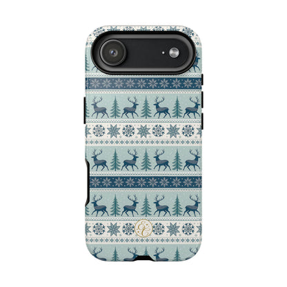 Blue Winter Reindeer Tough Phone Case