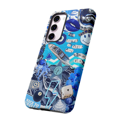 Eclectic Blue Collage Tough Phone Case