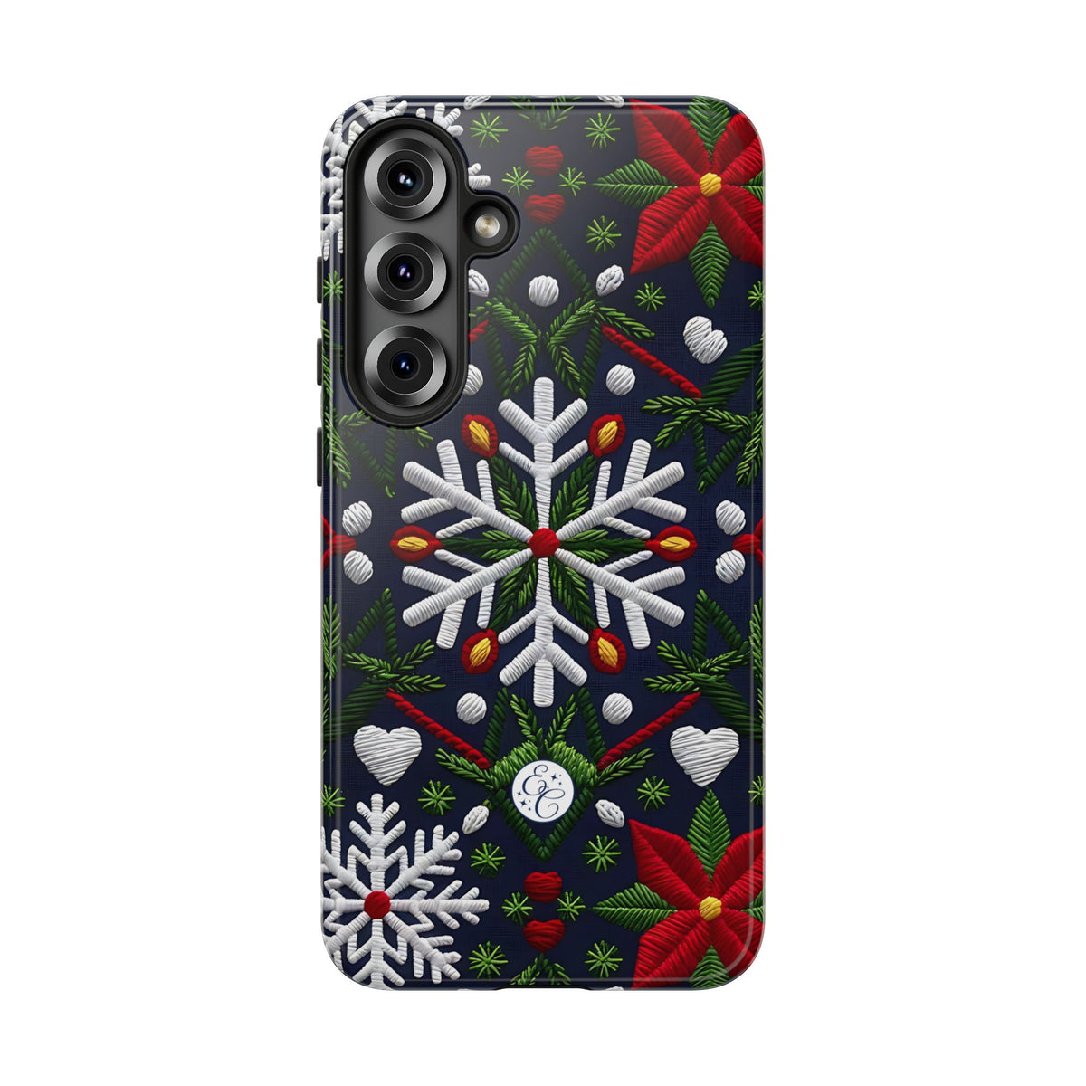 Snowflakes and Poinsettias Phone Case