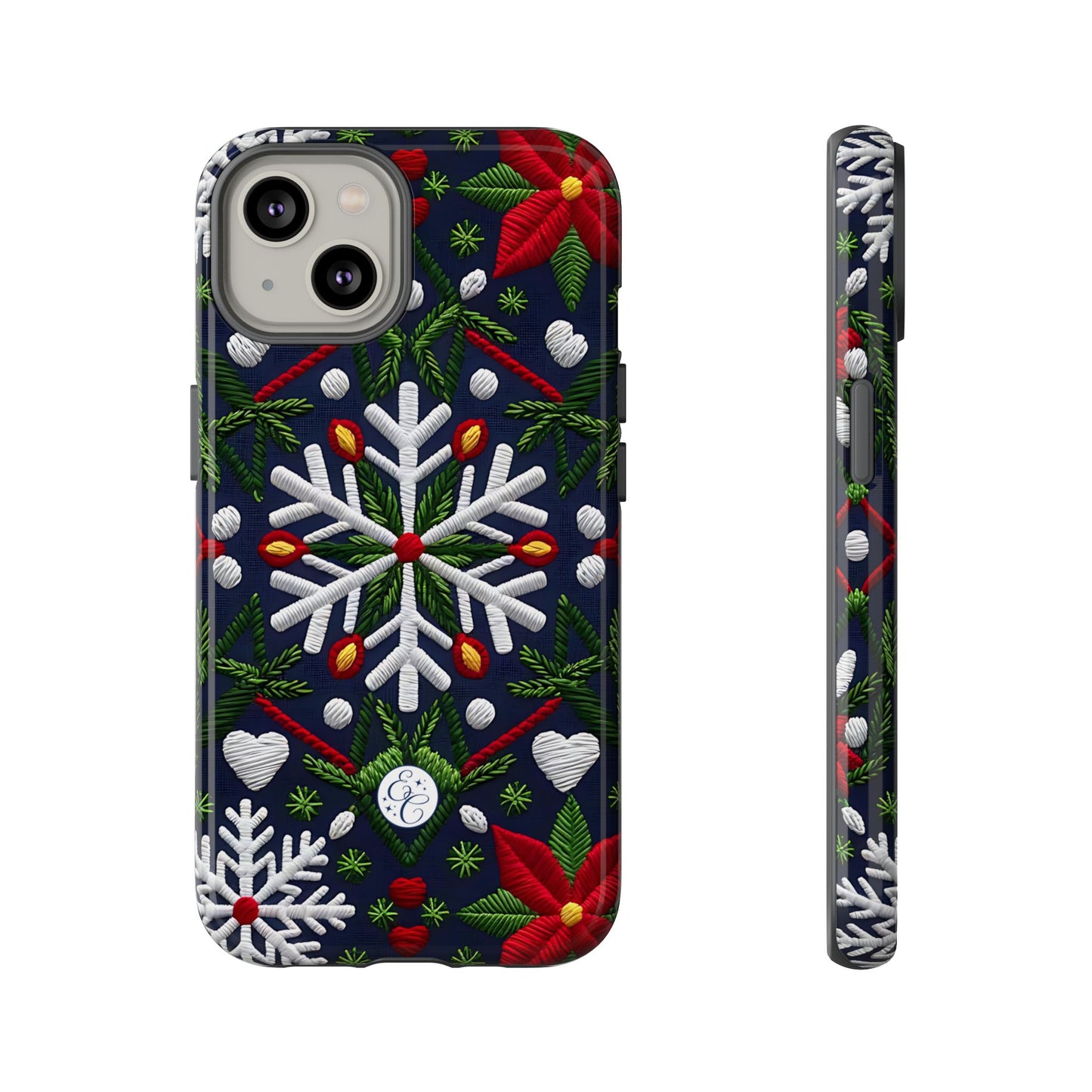 Snowflakes and Poinsettias Tough Phone Case