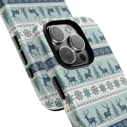 Blue Winter Reindeer Tough Phone Case