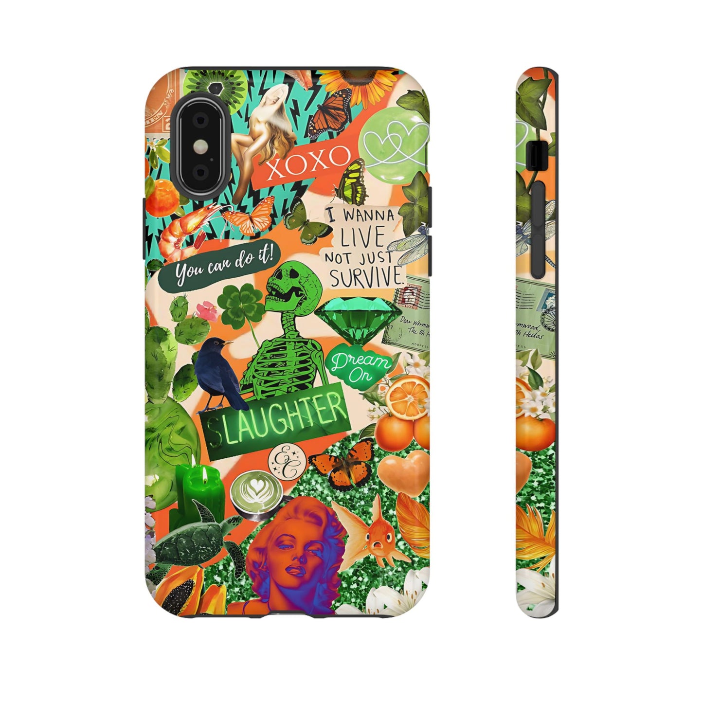 Green and Orange Collage Tough Phone Case