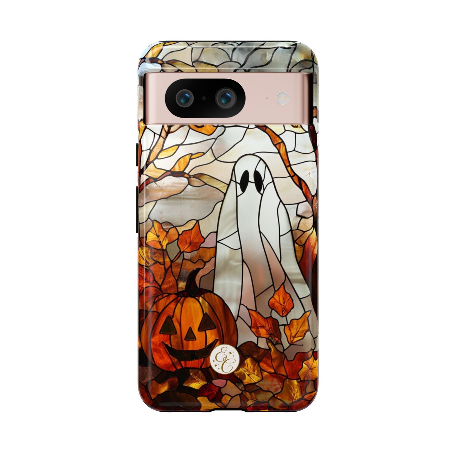 Halloween Ghost & Pumpkin Stained Glass Tough Phone Case