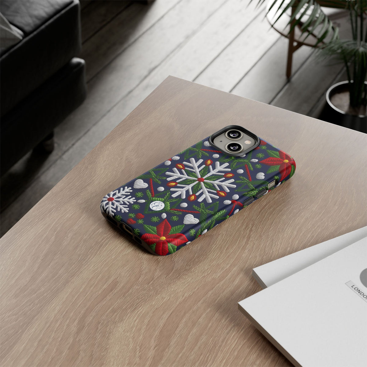 Snowflakes and Poinsettias Phone Case