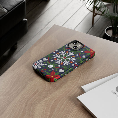 Snowflakes and Poinsettias Phone Case