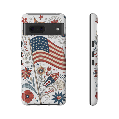 Boho USA Flag Floral Tough Phone Case