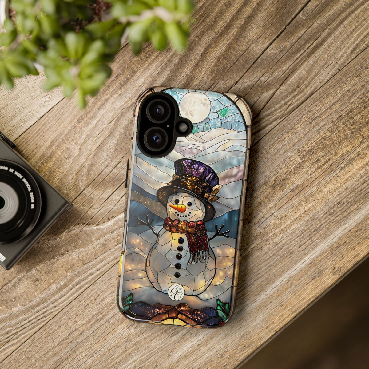 Snowman Stained Glass Phone Case
