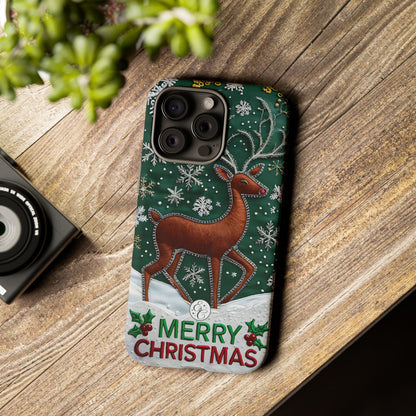 Merry Christmas Reindeer Tough Phone Case