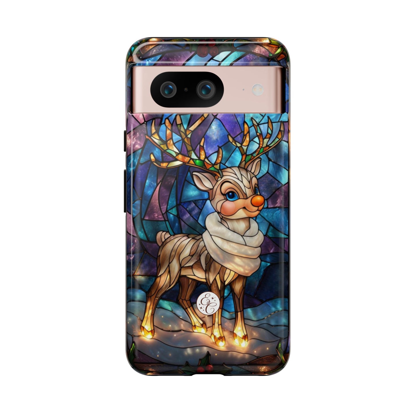 Cute Reindeer Stained Glass Tough Phone Case