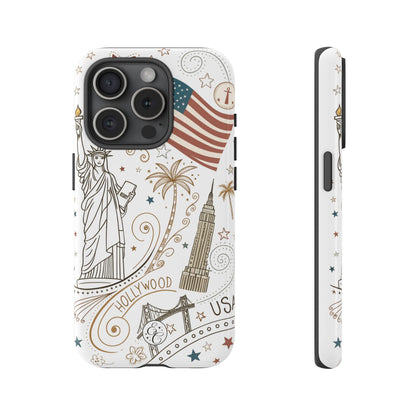 USA Landmarks Boho Doodle Tough Phone Case